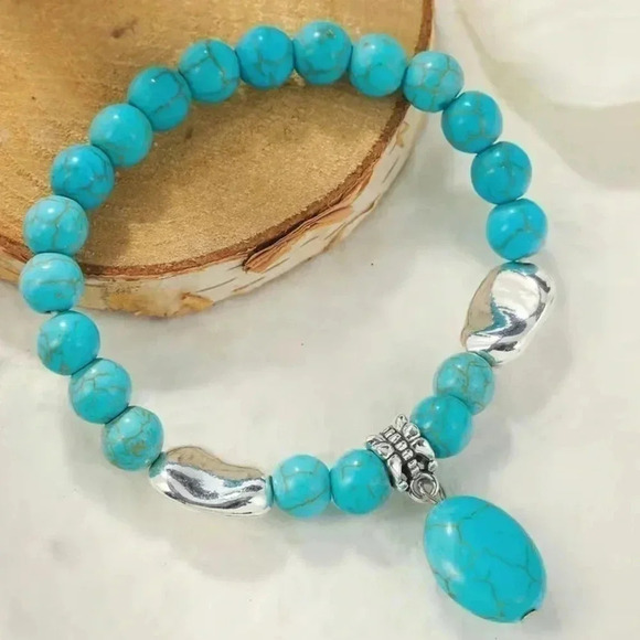 2 LEFT! Bohemian Western Turquoise Stone Bracelet - Picture 1 of 2